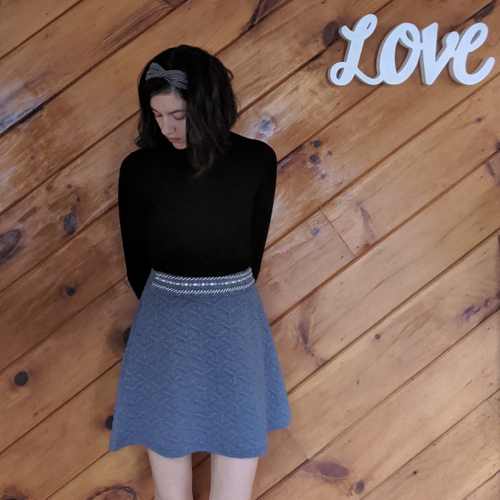 Slate blue beaded waist skirt